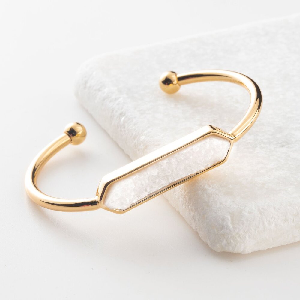 NWOT White Druzy Stone Cuff Bracelet